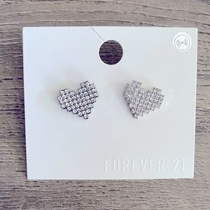 Rhinestone Heart Stud Earrings
